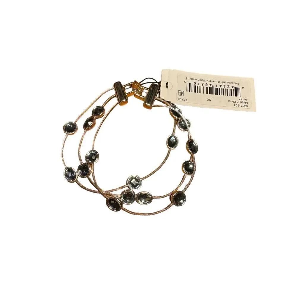 NWT Anne Klein Stone Station Triple-Row Flex Bracelet - blue
